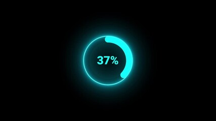 Neon loading animation counting from 0 to 45%, featuring a glowing green circle, and a charging connector on black background. Statistics Business and finance theme Visual Data Representation