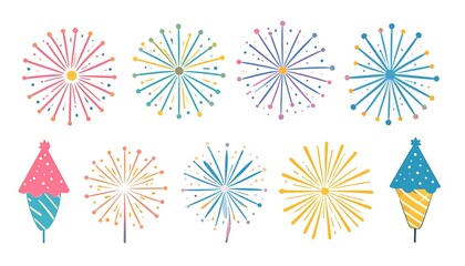 Colorful firework illustrations