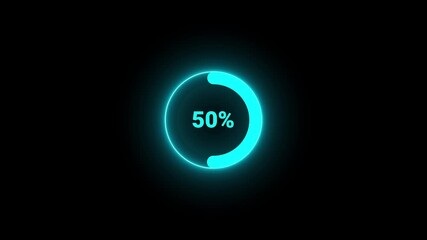 Neon loading animation counting from 0 to 61%, featuring a glowing green circle, and a charging connector on black background. Statistics Business and finance theme Visual Data Representation