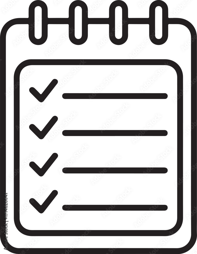 Poster Simple line art icon of a checklist with completed tasks