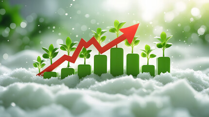 business graph on green background