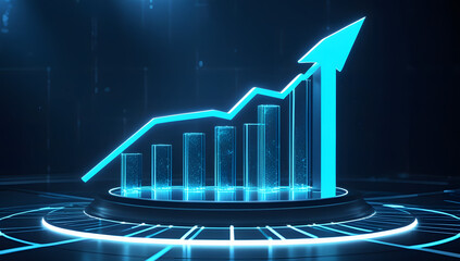 business graph with arrow on red background