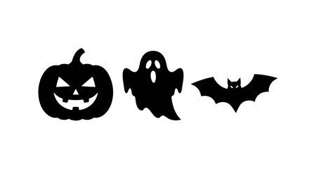 Naklejka premium Set of Black Halloween Silhouette Icons