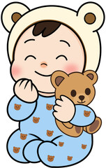 Laughing Baby in Bear Onesie