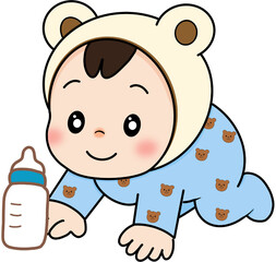 Baby Bear Onesie with Milk Bottle