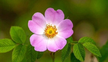 Close-up of a delicate pink wild rose
