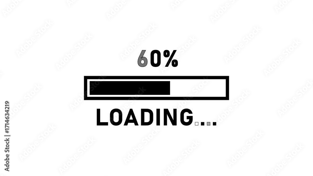 Poster black loading bar with 33 percent and text on white background progress bar