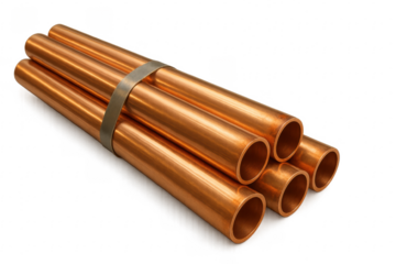 Copper pipes bundle representing plumbing and industrial materials
