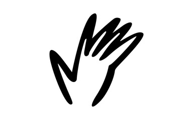 Hand Drawn Abstract Hand Outline OR High Five Doodle