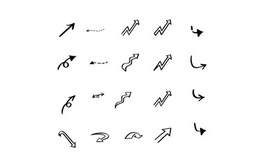 Obraz premium Hand-Drawn Arrows Collection OR Diverse Doodle Pointers Bundle