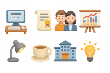 3d office and business icons collection for professional presentations