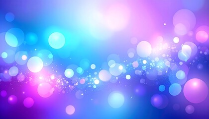 Abstract, glowing image with vibrant, multicolored bokeh circles. A dreamy, smooth gradient of blues, pinks, and purples