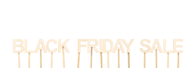 Wooden topper with the phrase Black Friday Sale designed for sales campaigns and advertising communication