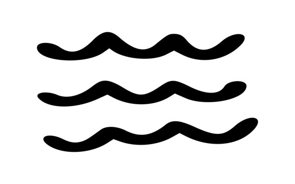 Hand Drawn Water Waves Symbol OR Three Horizontal Parallel Wavy Lines Doodle
