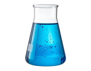 Beaker Filled with Blue Liquid and Bubbles, Transparent Cutout