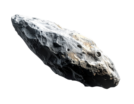  Single Spinning Asteroid with Motion Blur Effect, Side View, Isolated