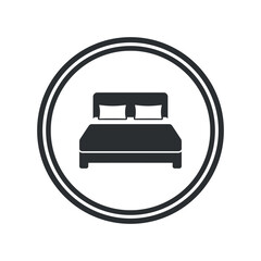 Cozy Comfort A Vector Bed Icon Encased in a Circle Symbolizing Rest and Relaxation in a Defined Space