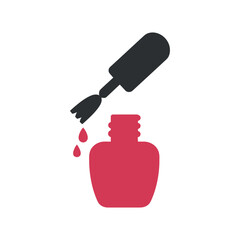 Nail Polish Bottle and Brush Icon Vector Illustration Symbol of Beauty and Manicure Products