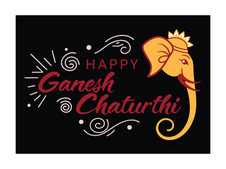 Festive Typography Design with the Words Happy Ganesh