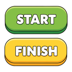 Vector Illustration of Start and Finish Buttons in Flat Design Style with Bright Colors for Game User Interface