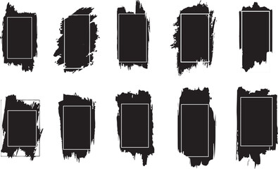 Grunge Rectangle Frames Collection, Abstract Paint Stroke Frame Bundle for Poster and Social Media Design
