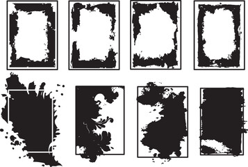 Grunge Rectangle Frames Collection, Abstract Paint Stroke Frame Bundle for Poster and Social Media Design