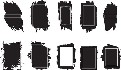 Grunge Rectangle Frames Collection, Abstract Paint Stroke Frame Bundle for Poster and Social Media Design