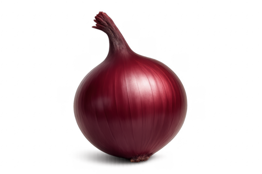 Fresh whole red onion on transparent background