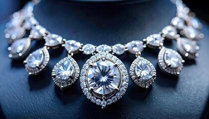 Close-up of a diamond necklace