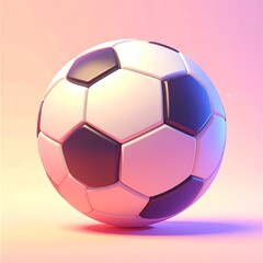 Fototapeta premium Stylized soccer ball rendered with a smooth, glossy surface and soft, gradient lighting