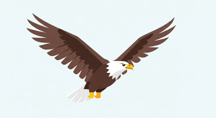 Obraz premium Bald eagle flying illustration vector image of american eagle with wings spread in flight for design needs