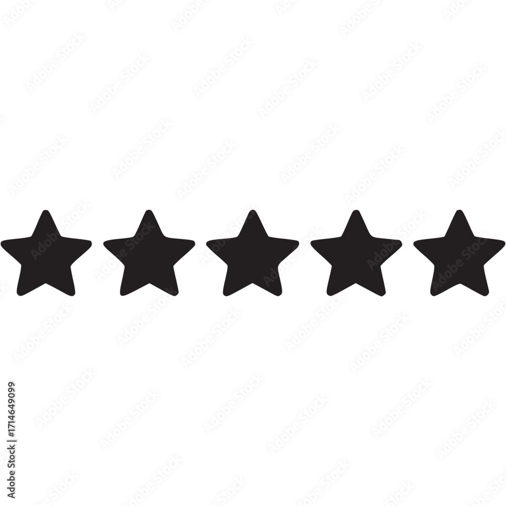 Poster vector art of five star rating the image displays a row of five stars, commonly used to represent a 