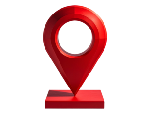  Location Marker Sculpture, Front View, Modern Art Display, isolated on transparent background.