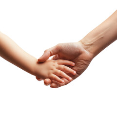 Fototapeta premium Mother and child holding hands isolate on transparent background