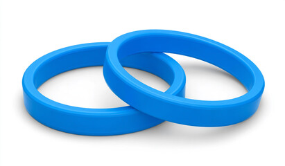 Two blue silicone wristbands isolated on white background