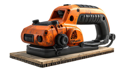 Fototapeta premium Orange power sander on a wood base