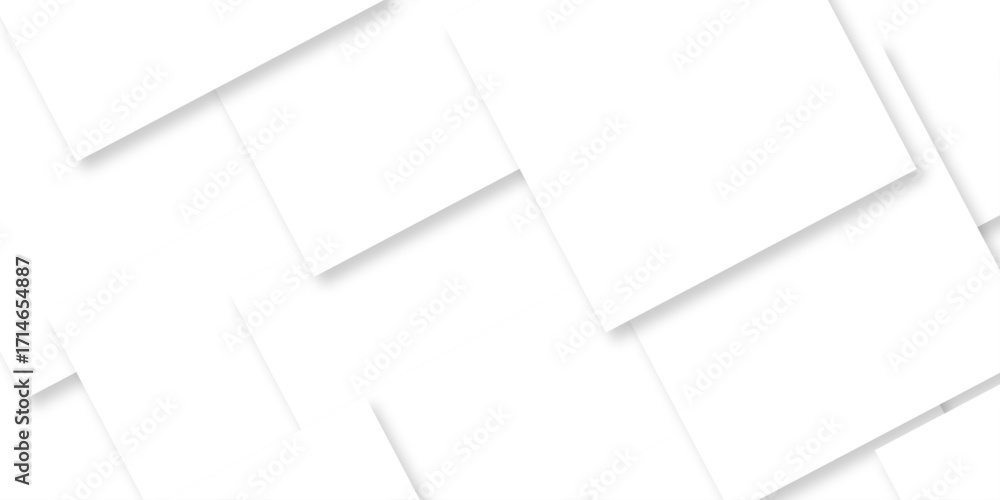 Poster modern abstract white background design with layers of textured white transparent material, minimal 