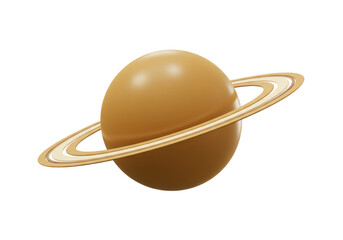 Isolated planetary object Saturn with rings orbiting the gaseous cosmic sphere planet