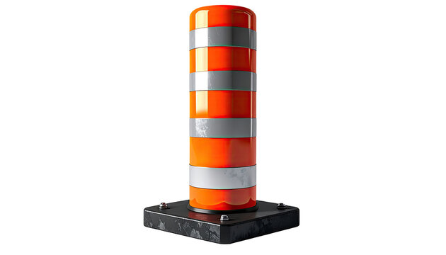 Orange safety post with reflective stripes