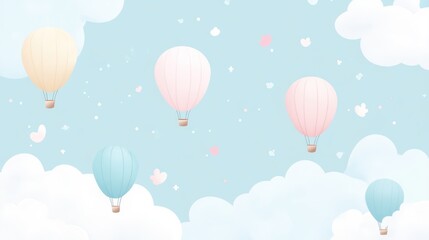 Pastel hot air balloons sky