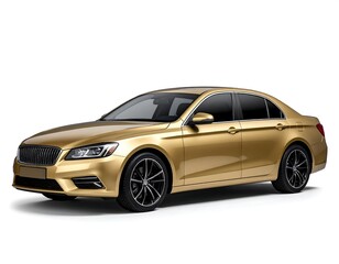 Naklejka premium Golden sedan on a white background