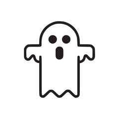 Vector art of a cute ghost icon, perfect for halloween designs, spooky themes, or representing the paranormal in a friendly and minimalist style illustration