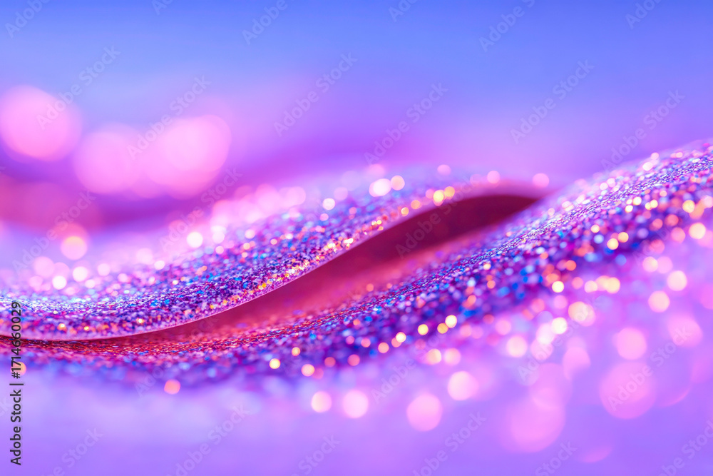 Poster a dynamic abstract image of a shiny wave with beautiful golden and purple lights and a bokeh effect