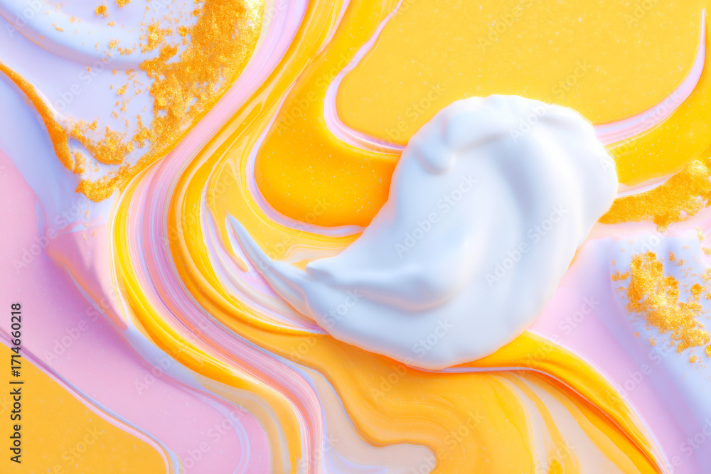 Poster a dynamic abstract background with beautiful flowing waves in a highcontrast color palette of yellow