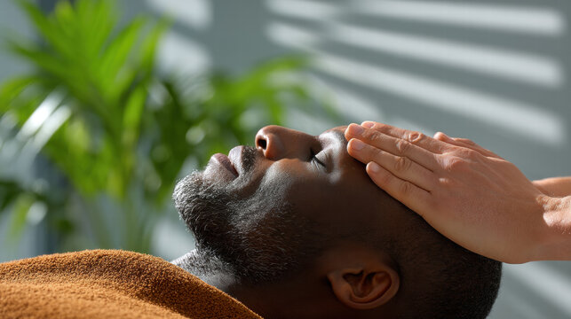 Scalp massage in mental wellness program promotes relaxation and stress relief for holistic health and emotional balance