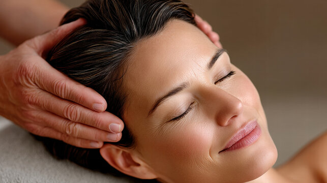 Scalp massage in mental wellness program promotes relaxation and stress relief for overall emotional balance and healthy lifestyle