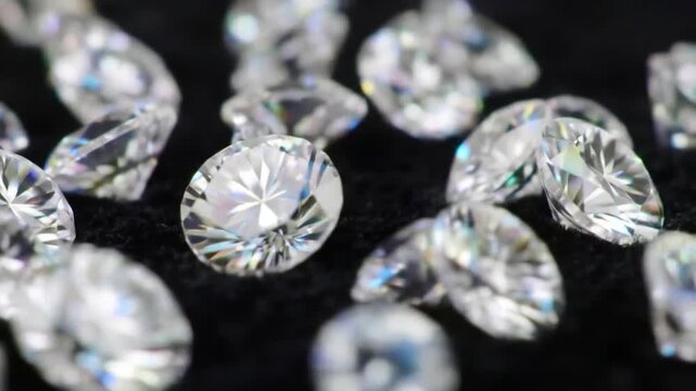 Sparkling diamonds rotating in slow motion