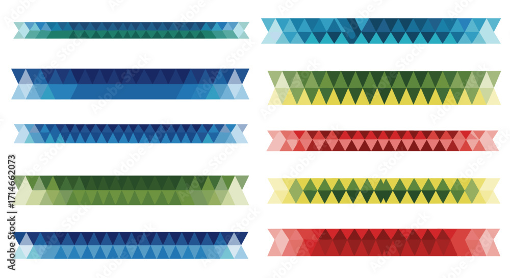 Aufkleber collection of ten colorful polygonal banners with triangle patterns design