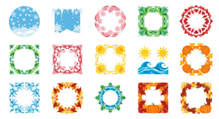 Collection of seasonal frames representing winter spring summer and autumn