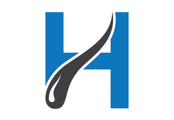 Intel latter H with hair treatment logo design concept